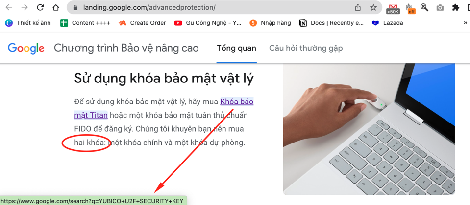 Nên dùng 2 khóa bảo mật YubiKey